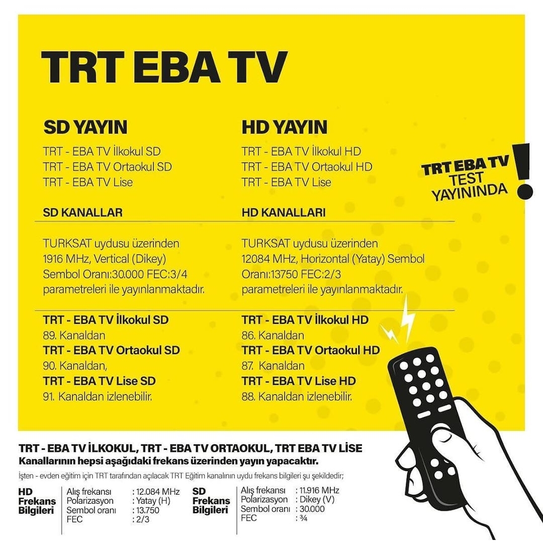 trt-eba tv test yayını, eba tv hangi kanallarda